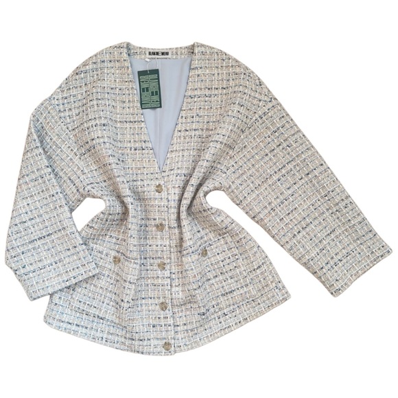 Bundle Blue Tweed Jacket and Mini Skort Skirt Fall Outfit Set Size 4 Medium - Picture 3 of 11